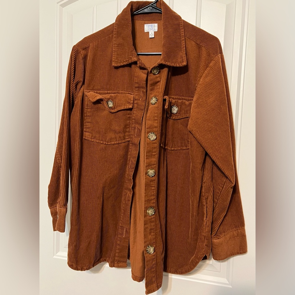 Women’s Time and Tru Brown Corduroy Shacket Size Medium